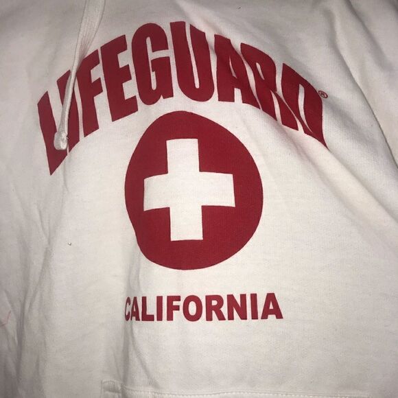 LIFEGUARD HOODIE by Popularity products.com. Red/white. Size Small California - Picture 2 of 3